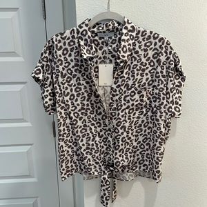 FATE Short Sleeve Leopard Blouse